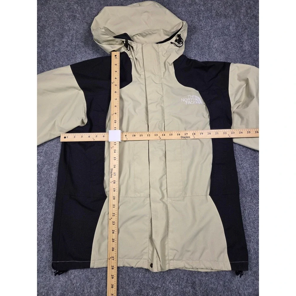 The North Face Waterproff Jacket Mens Large Beige Black Hooded Parka Shell